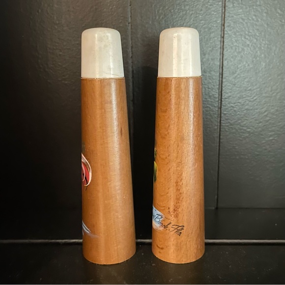 Vintage MCM Salt & Pepper Shaker Set Miami Beach Florida Flamingo Palm Tree - Picture 6 of 8